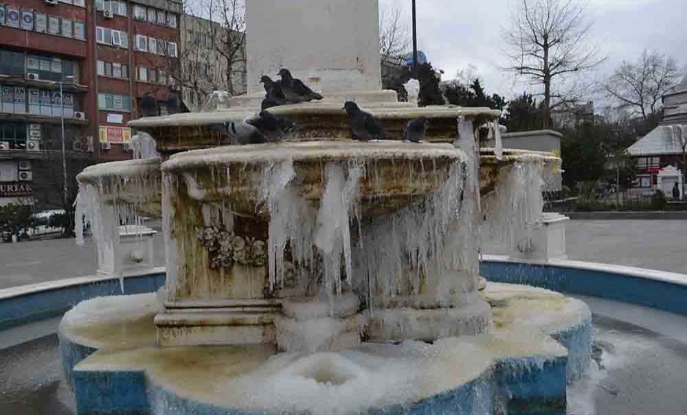 Soğuk Hava Nedeniyle Havuz Buz Tuttu