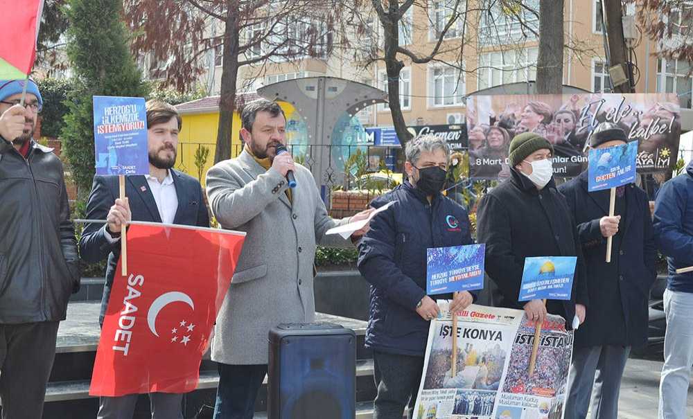 Saadet Partisi İsrail Cumhurbaşkanı Herzog'u Protesto Etti