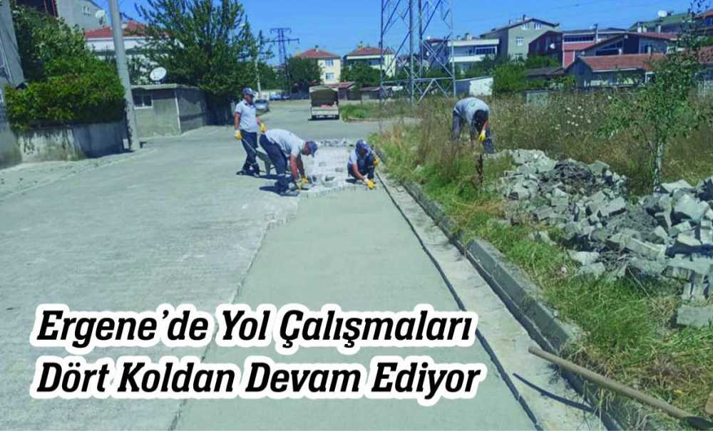 Ergene'de Yol Çalışmaları Dört Koldan Devam Ediyor