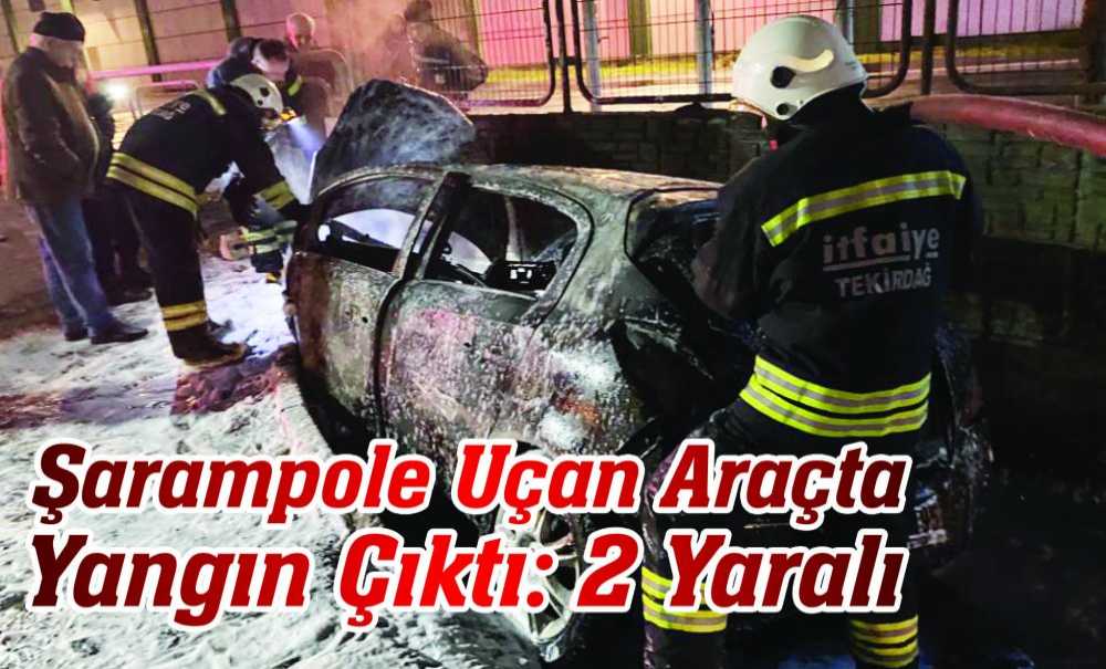 Şarampole Uçan Araçta Yangın Çıktı: 2 Yaralı