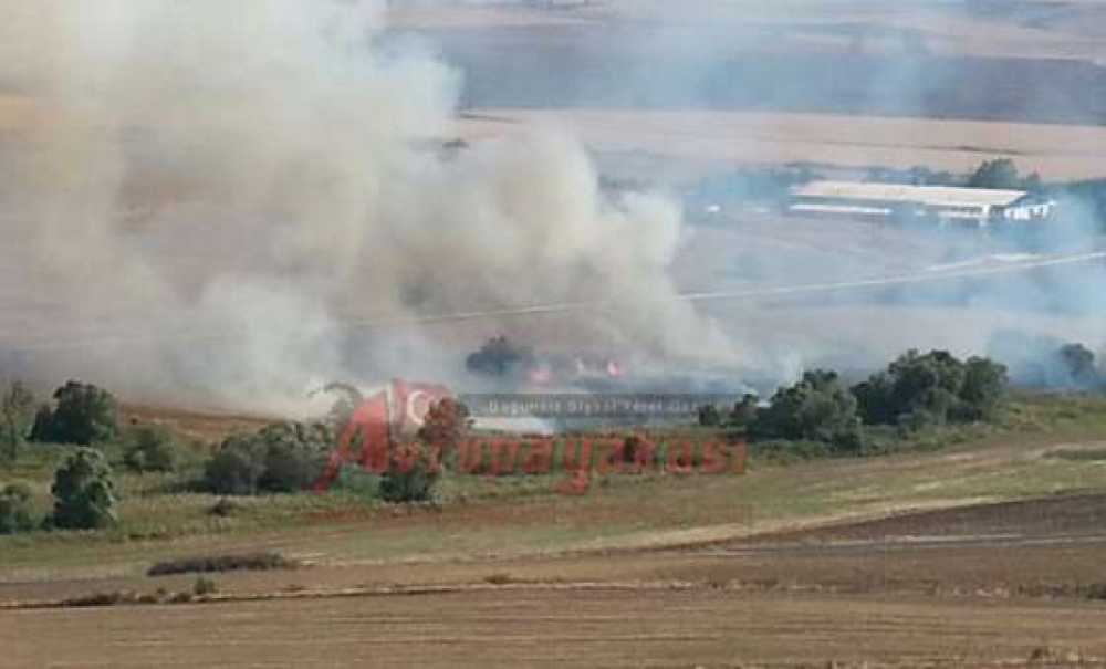 Çorlu`da Anız Yangını