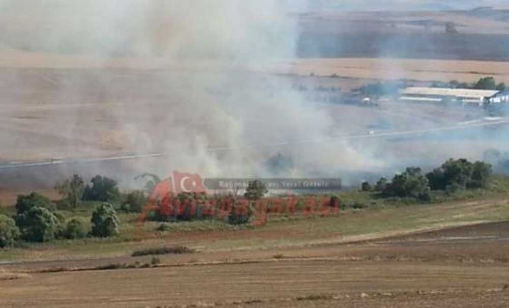 Çorlu`da Anız Yangını