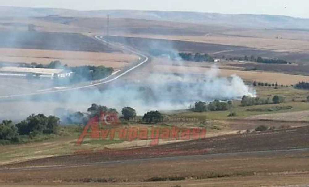 Çorlu`da Anız Yangını