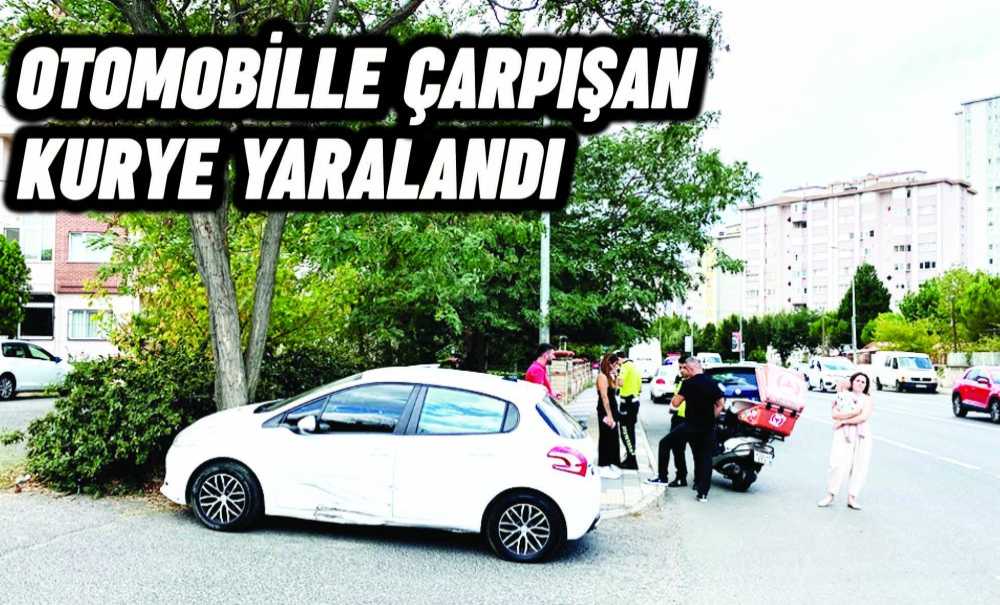 Otomobille Çarpışan Kurye Yaralandı