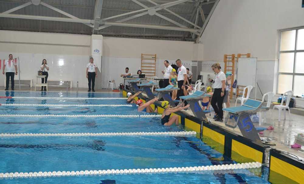 Minik Sporcular Dereceye Girmek İçin Kulaç Attı