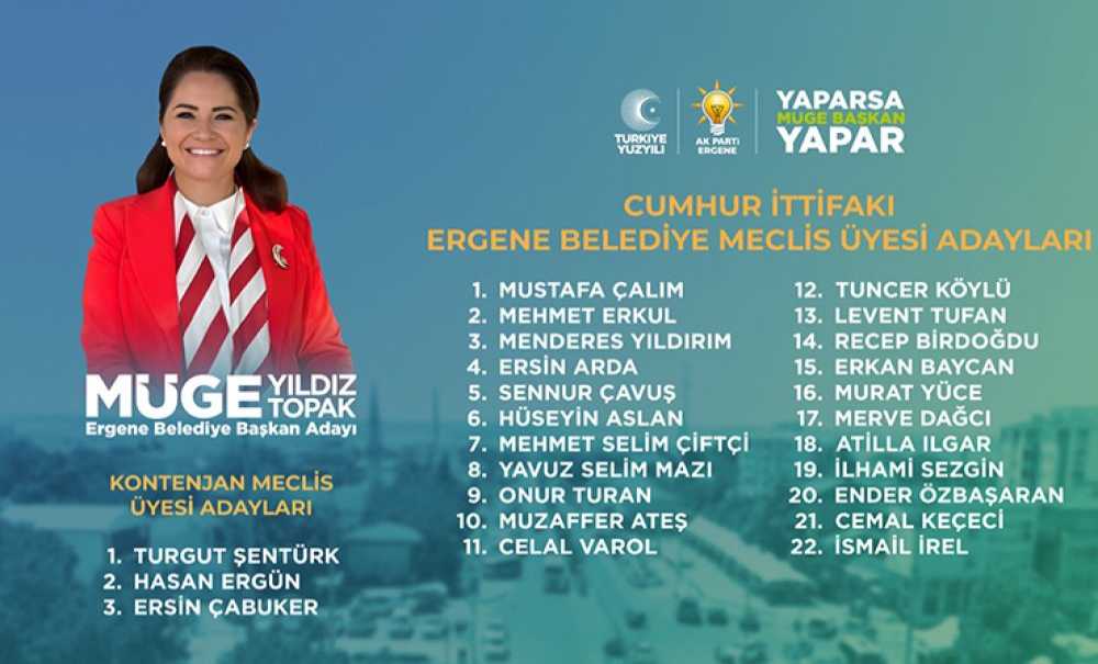 Cumhur İttifakı Ergene Belediye Meclis Üyesi Aday Listesi Açıklandı