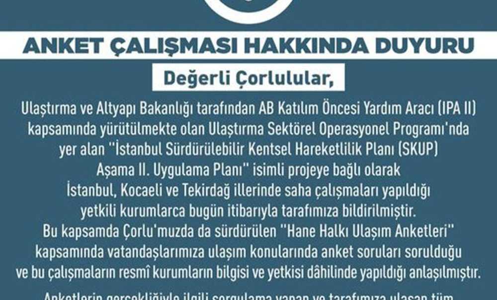 Belediyeden 'Anket Dolandırıcılığıyla' İlgili Yeni Açıklama