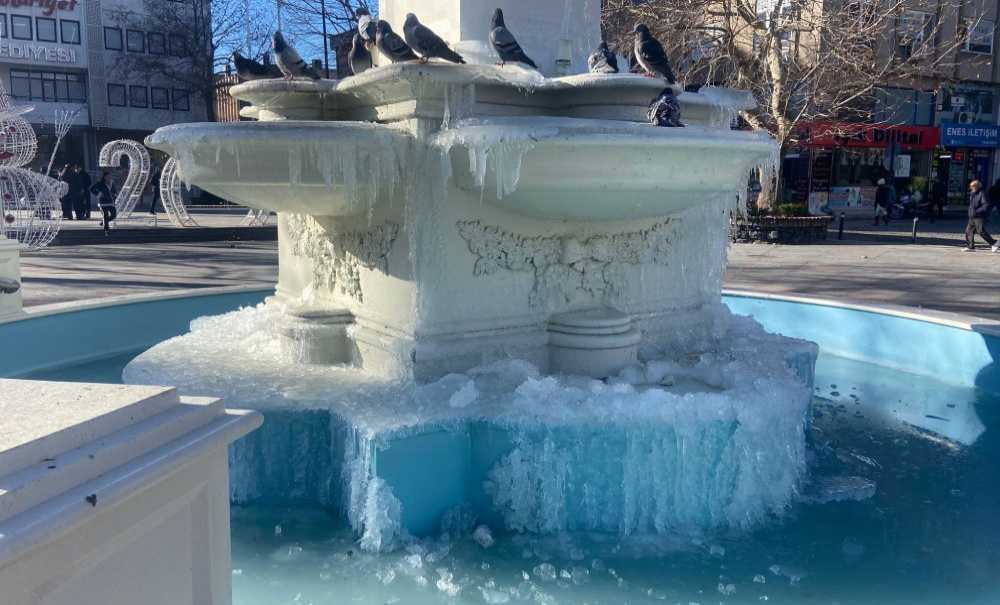 Soğuk Hava Nedeniyle Havuz Buz Tuttu