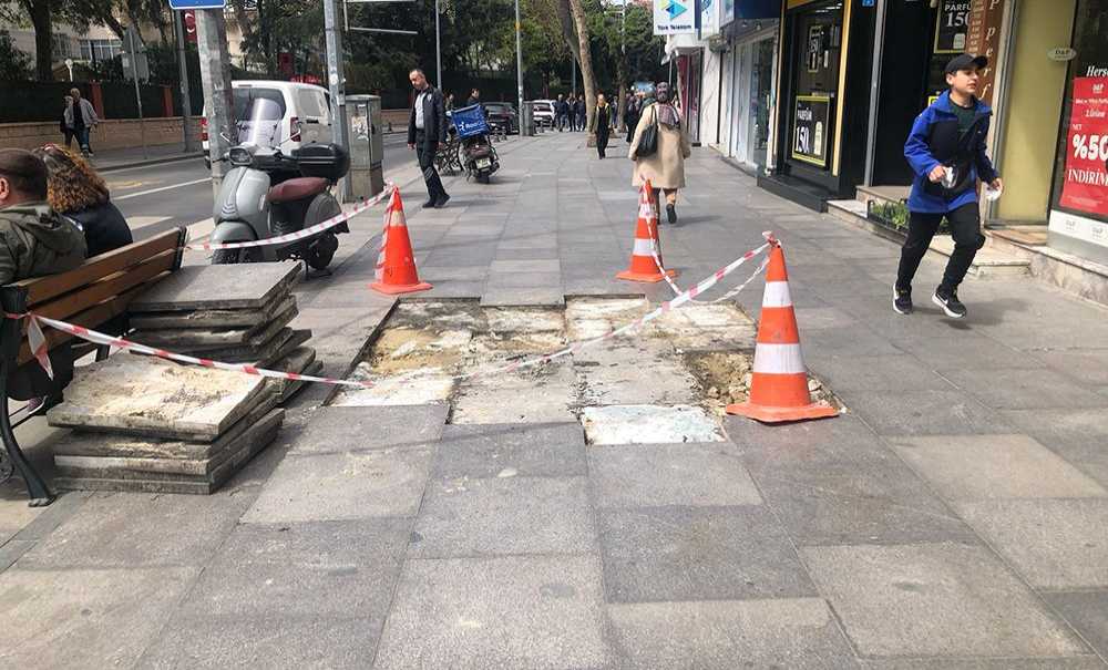 Su Patlağı İçin Kaldırım Kazılacak